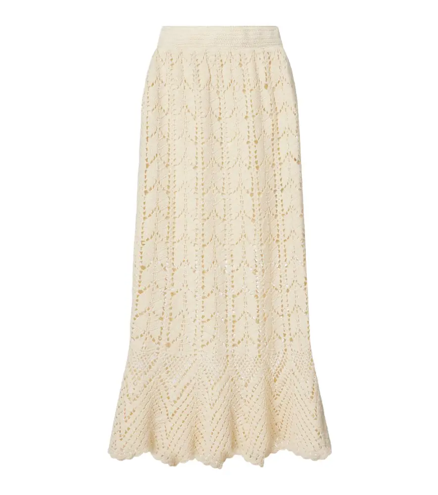 Zimmermann Crochet cotton midi skirt
