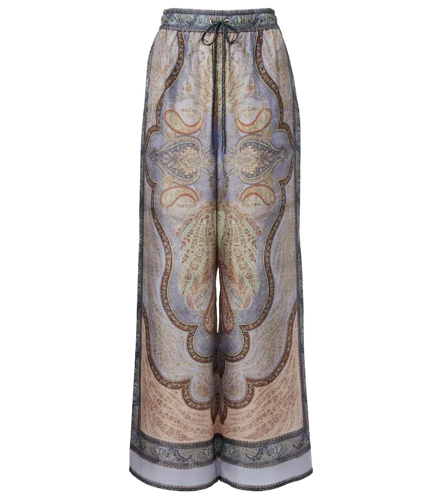 Zimmermann Wanderlust printed silk wide-leg pants