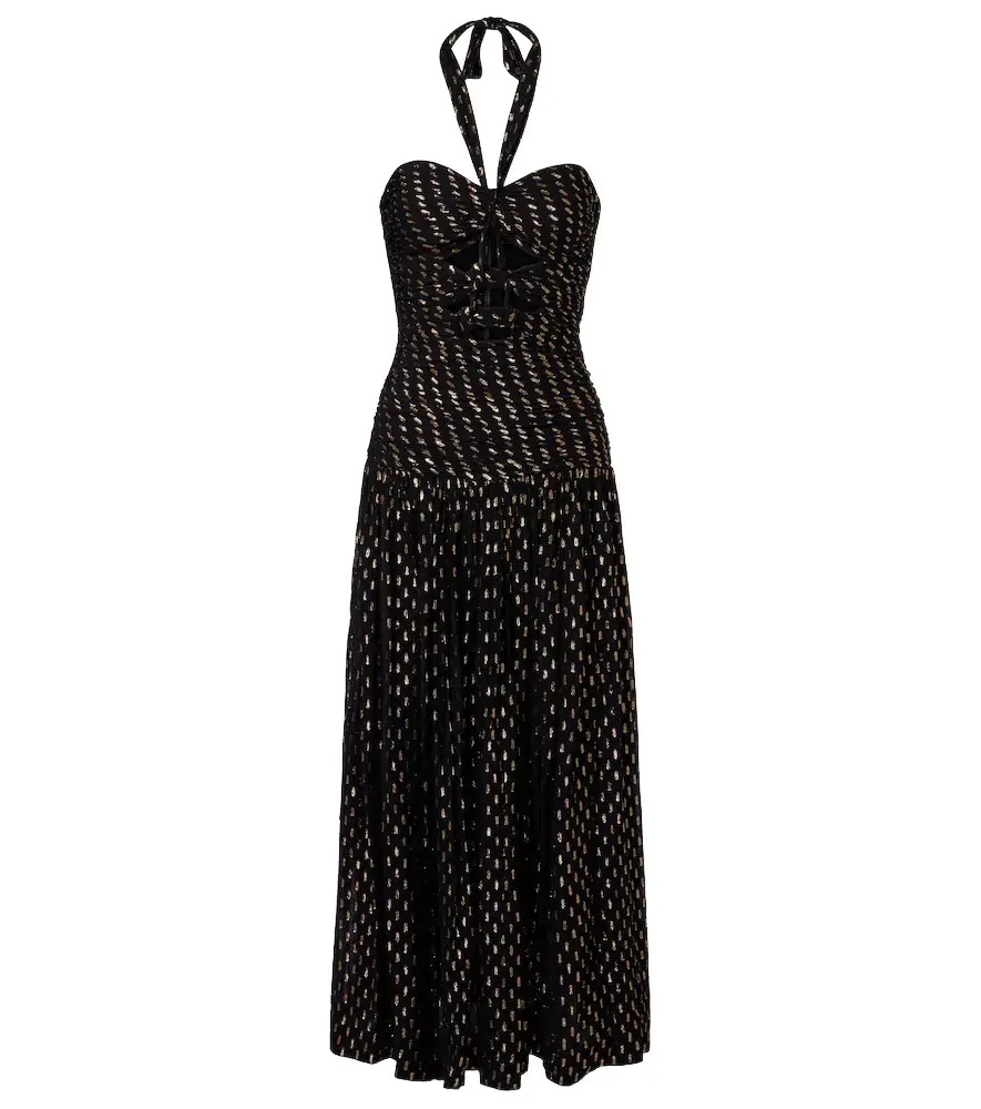 Zimmermann Daylight halterneck lamé midi dress