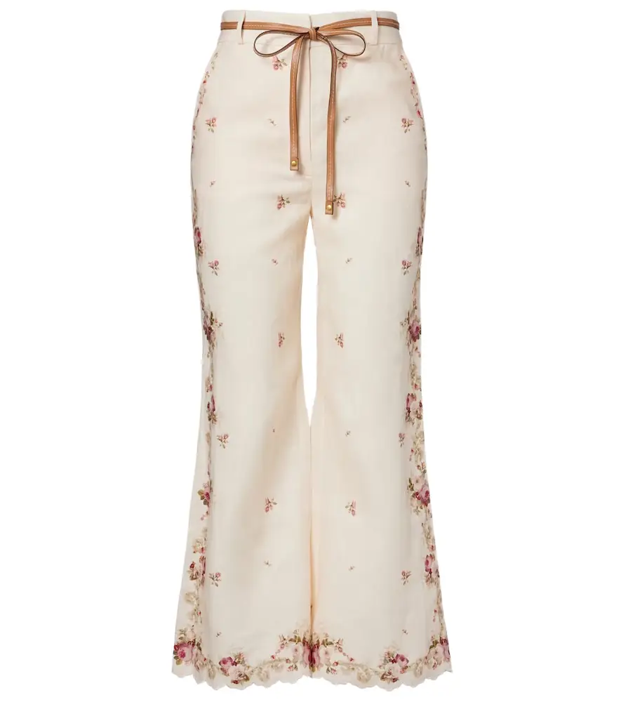 Zimmermann Patience floral linen flared pants