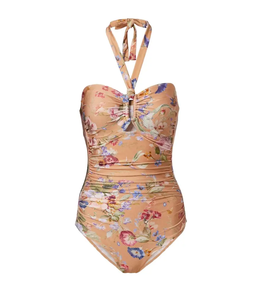 Zimmermann Patience floral halterneck swimsuit