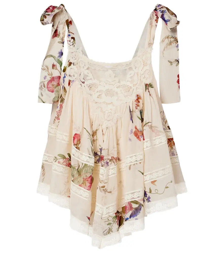 Zimmermann Patience floral cotton and silk top