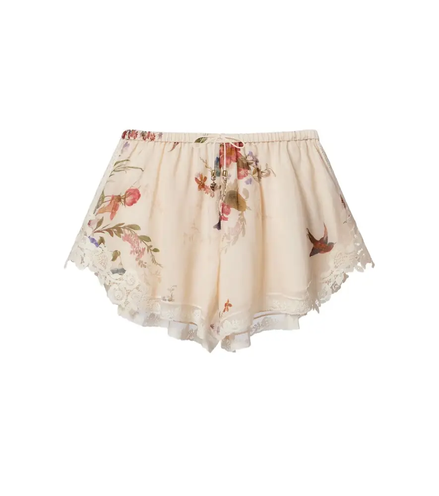 Zimmermann Patience floral cotton and silk shorts