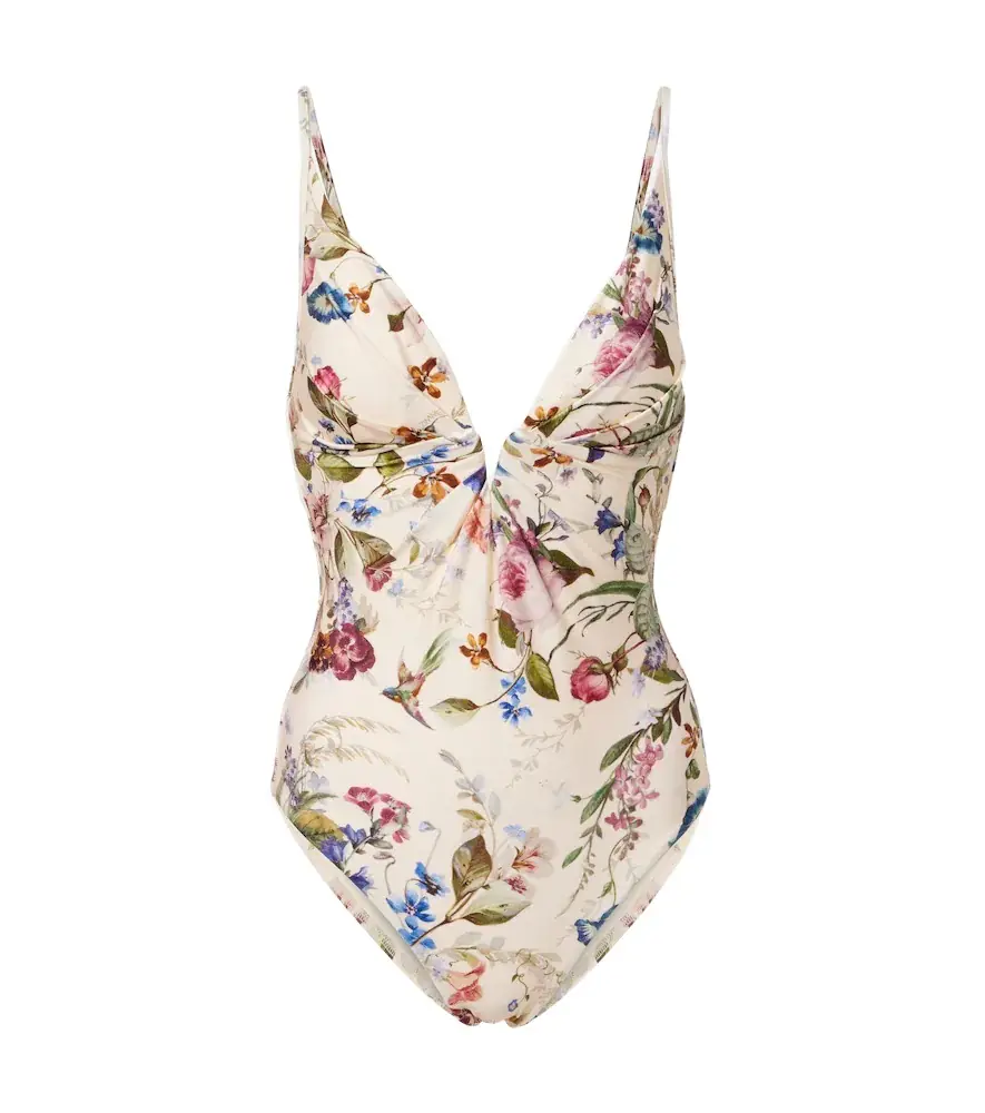 Zimmermann Patience floral gathered swimsuit