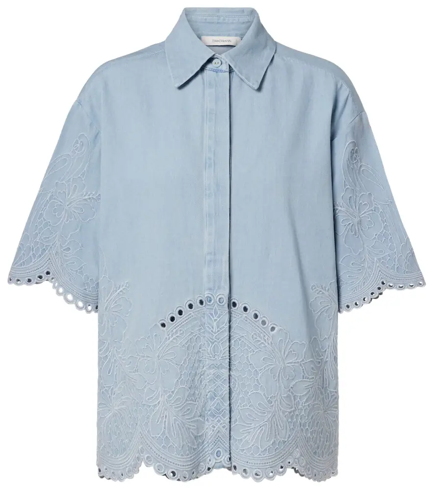 Zimmermann Daylight broderie anglaise denim shirt
