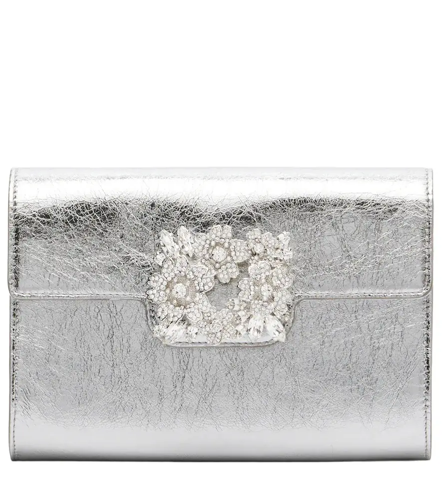 Roger Vivier Efflorescence Mini metallic leather clutch