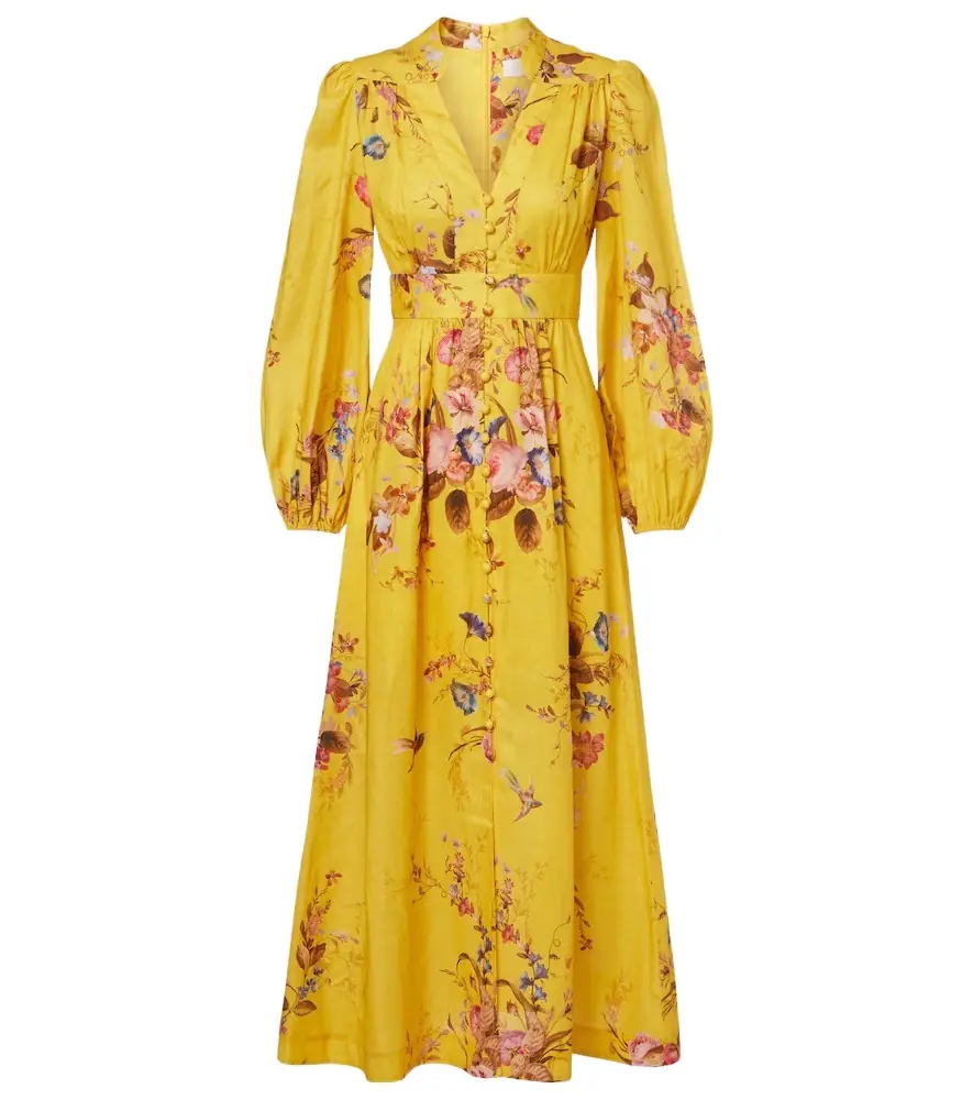 Zimmermann Floral linen midi dress