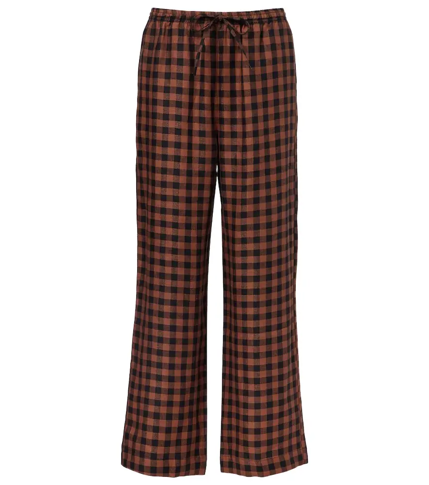 Asceno Checked linen wide-leg pants