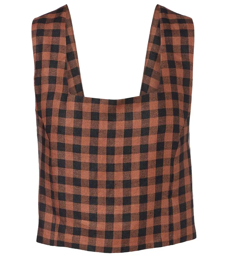 Asceno Checked linen top