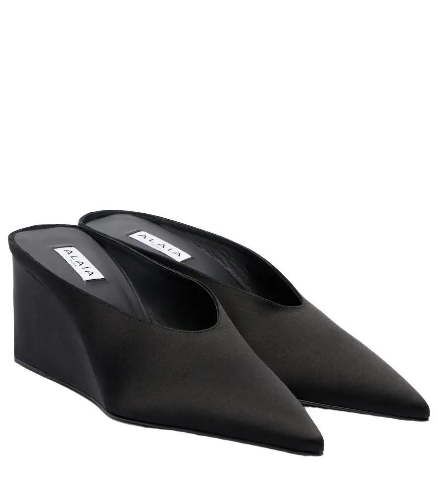 Alaia Alaïa Cube 75 satin wedge mules
