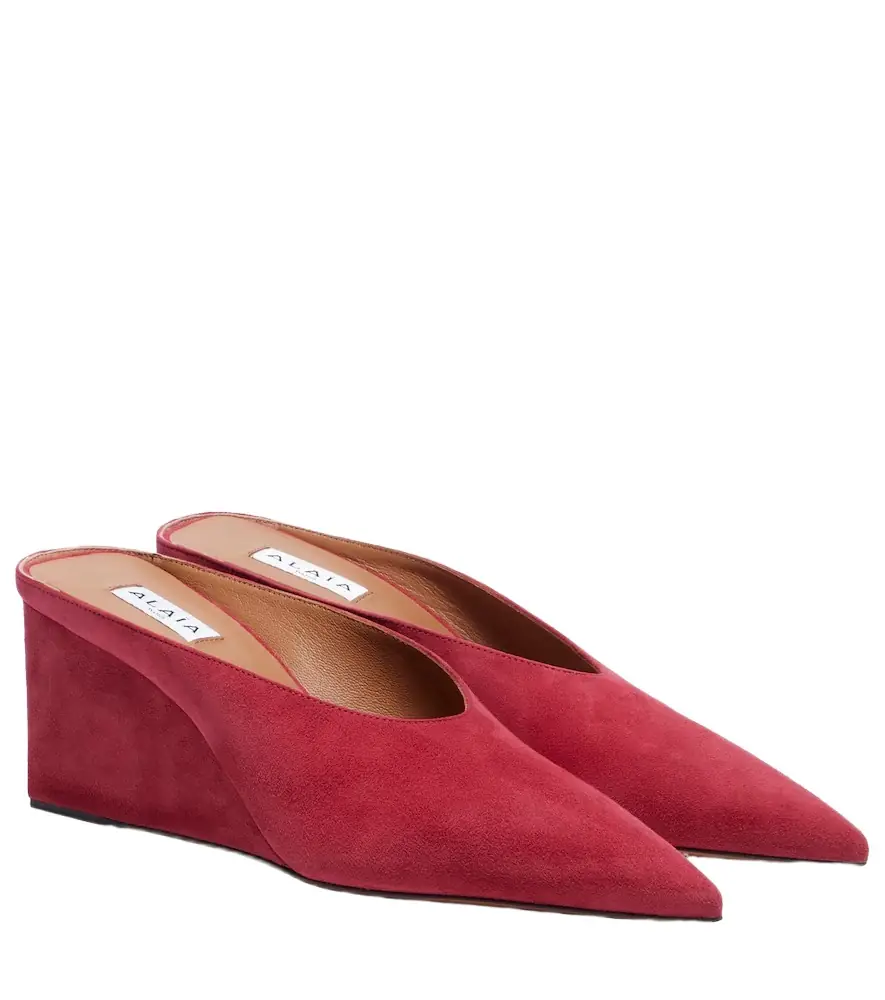 Alaia Alaïa Cube 75 suede wedge mules