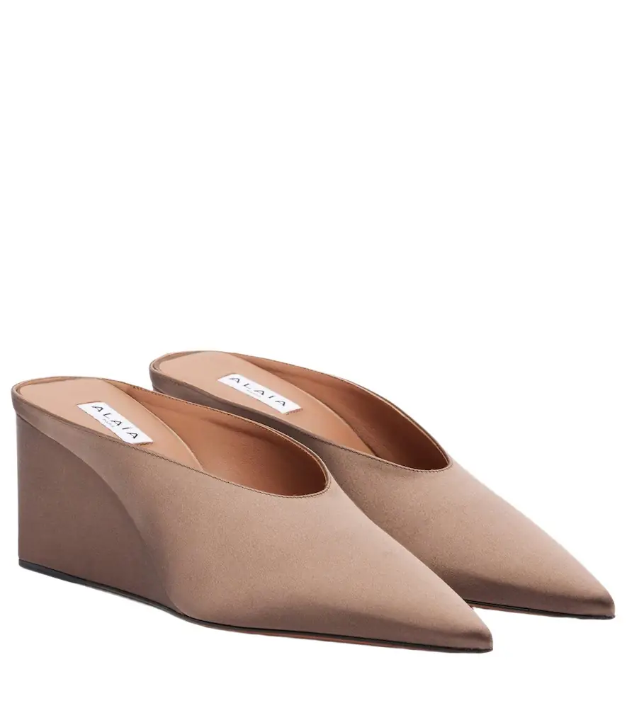 Alaia Alaïa Cube satin wedge mules
