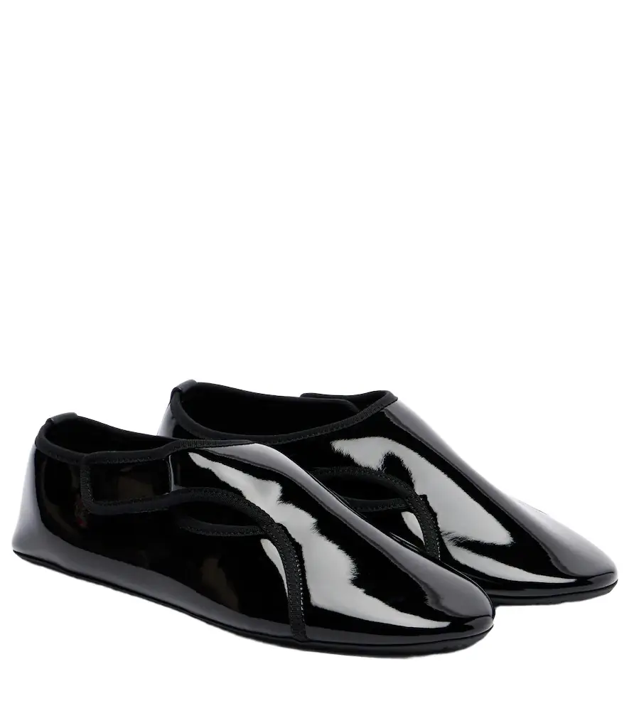 Alaia Alaïa Criss Cross leather-trimmed ballet flats