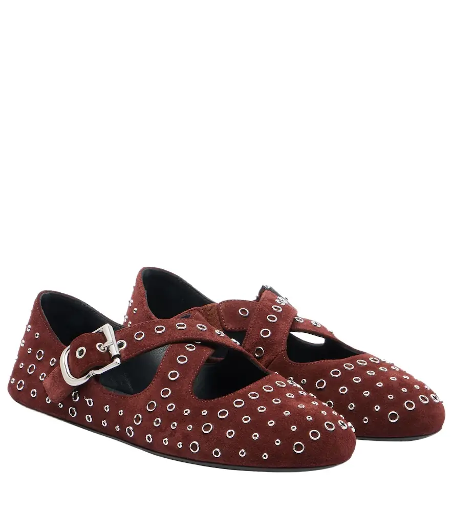 Alaia Alaïa Embellished suede ballet flats