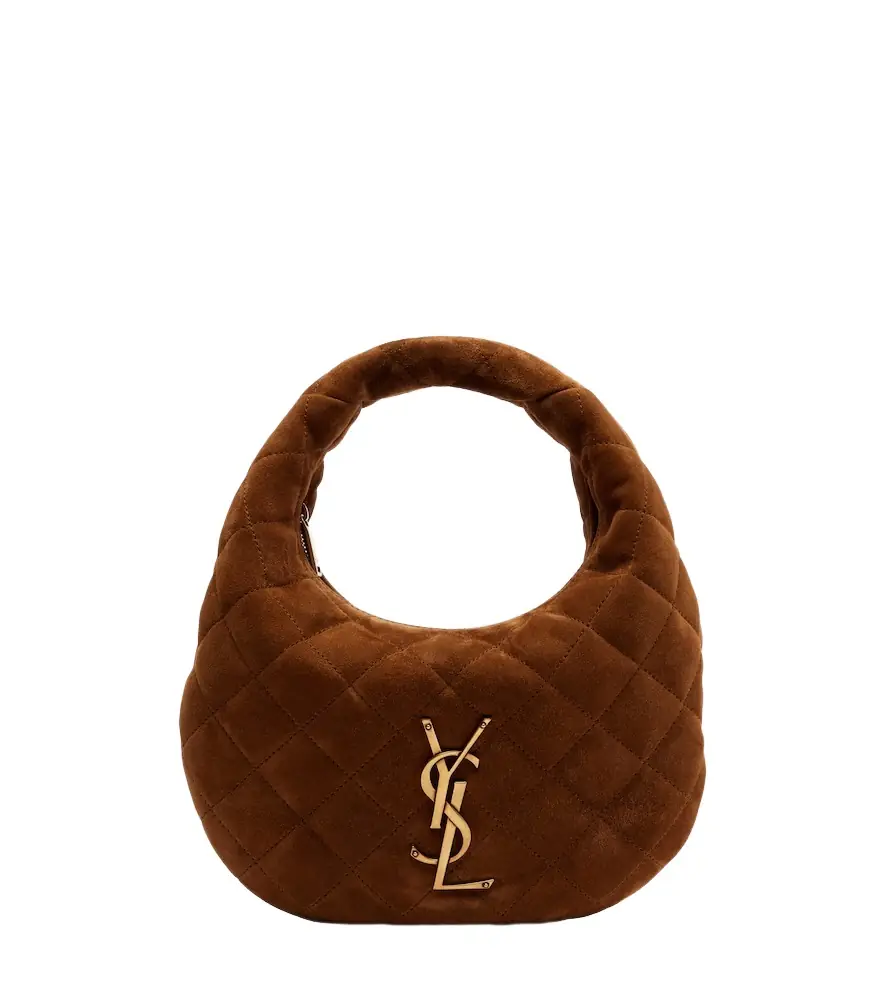 Saint Laurent Icarino Baby quilted suede top-handle bag