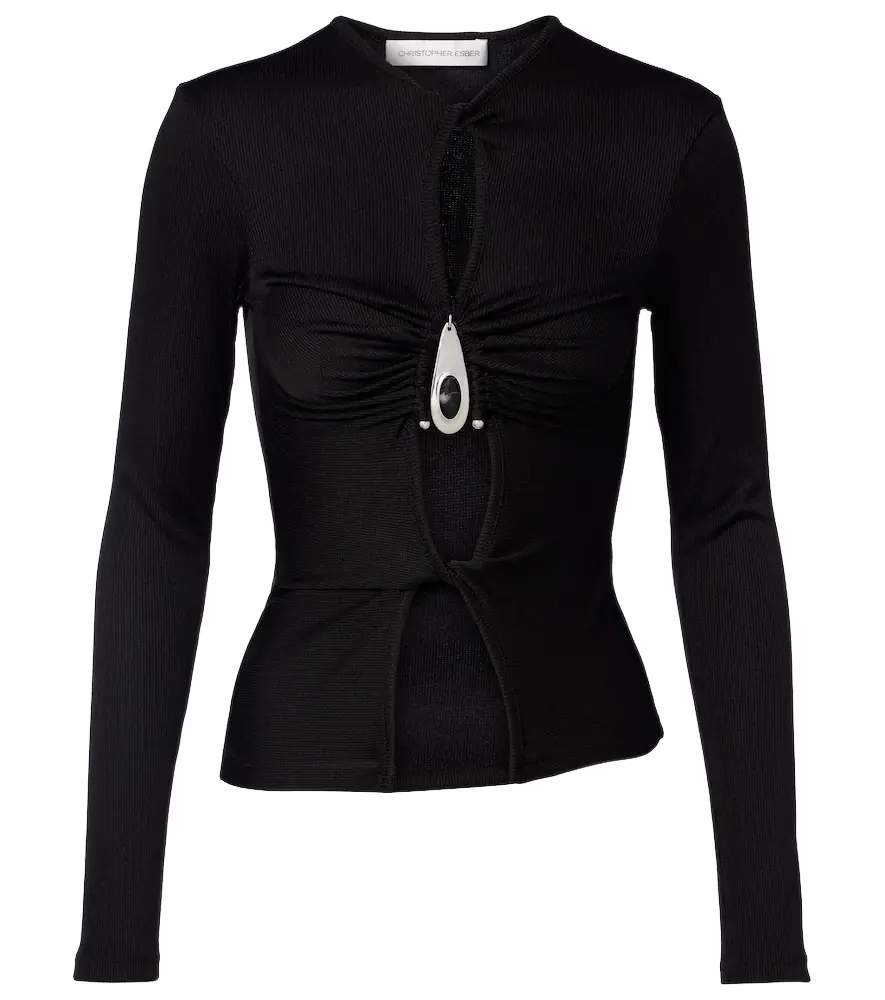 Christopher Esber Cutout ribbed-knit top
