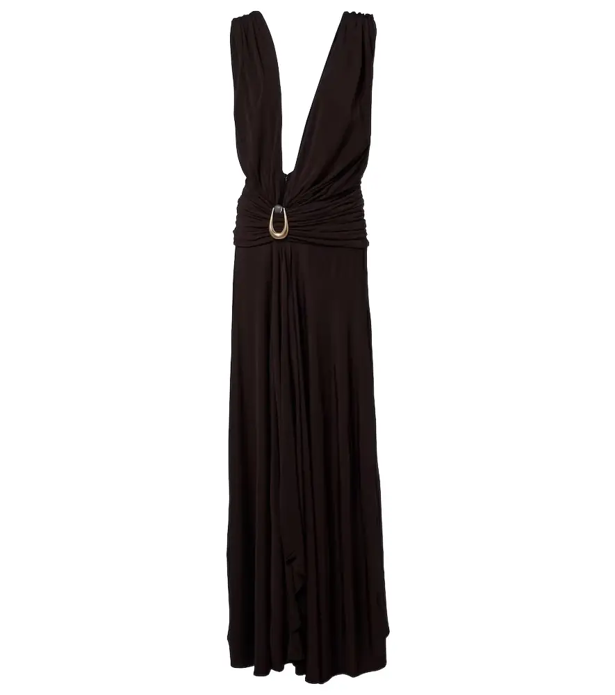 Christopher Esber Stone Pin draped jersey maxi dress