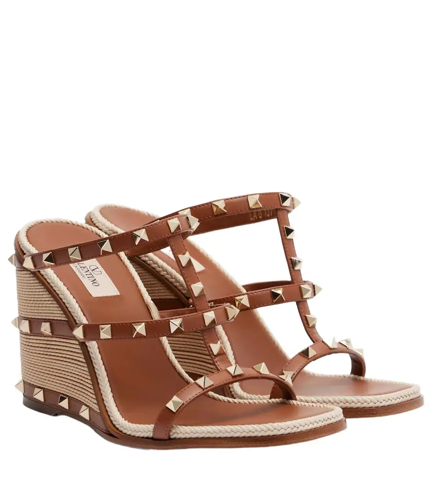 Valentino Garavani Rockstud leather espadrille sandals