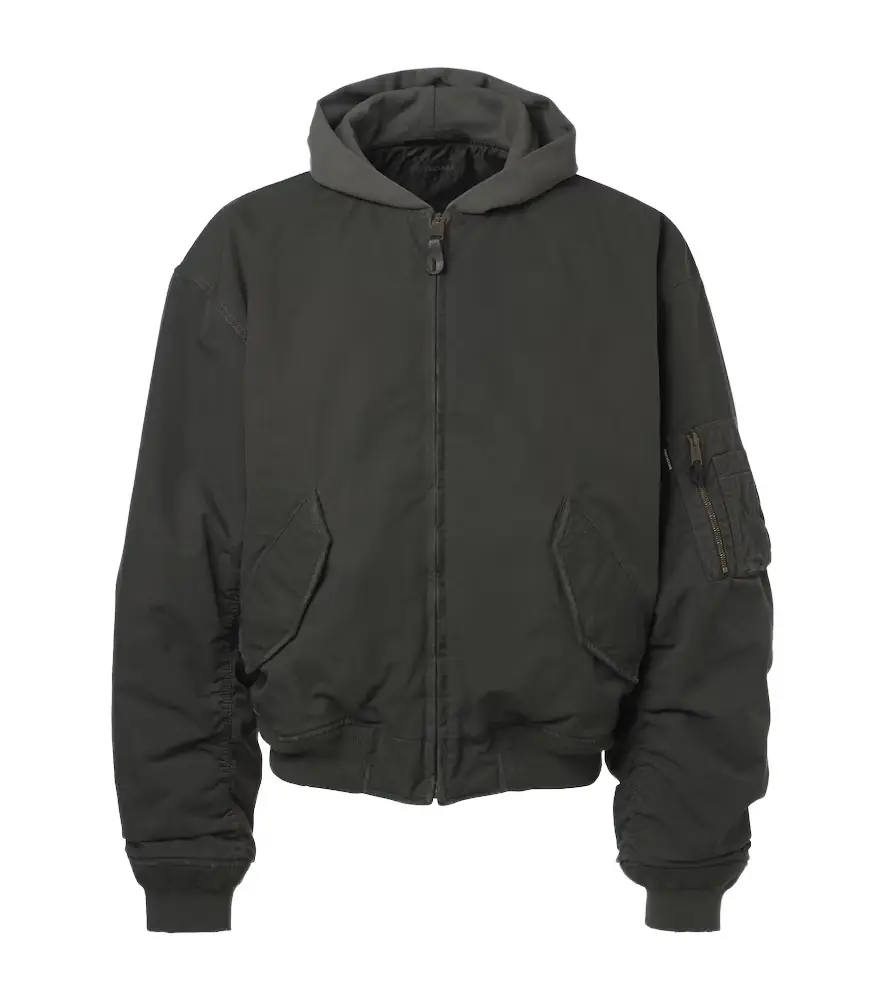 Balenciaga Cotton-blend hooded bomber jacket