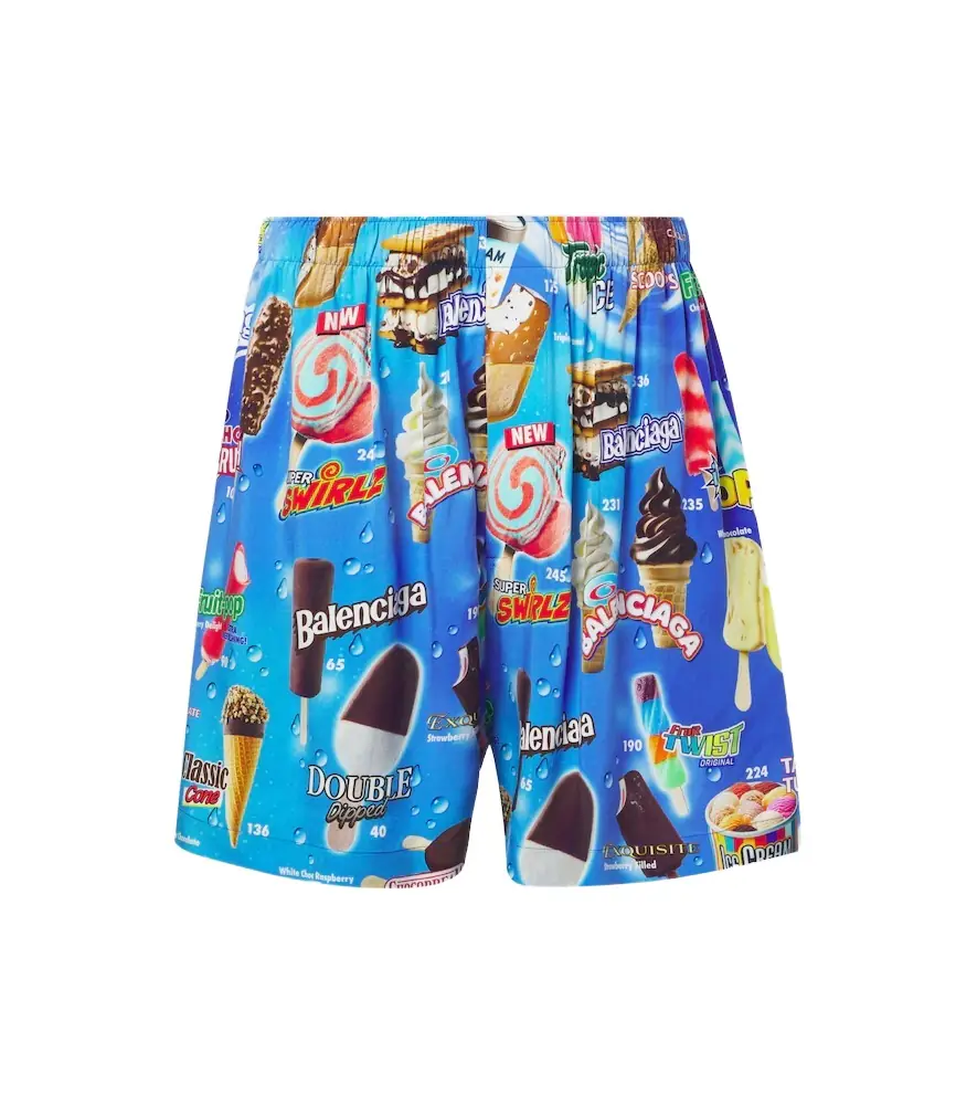 Balenciaga Printed satin shorts