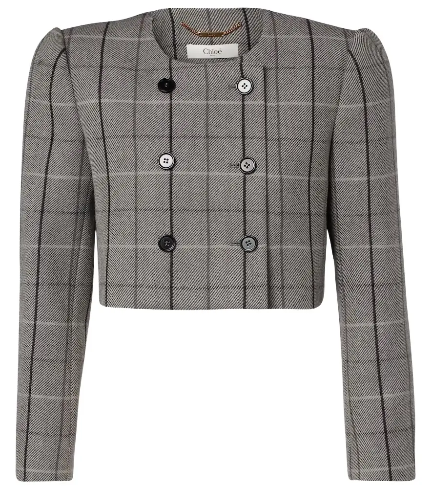 Chloe Chloé Checked cropped wool jacket