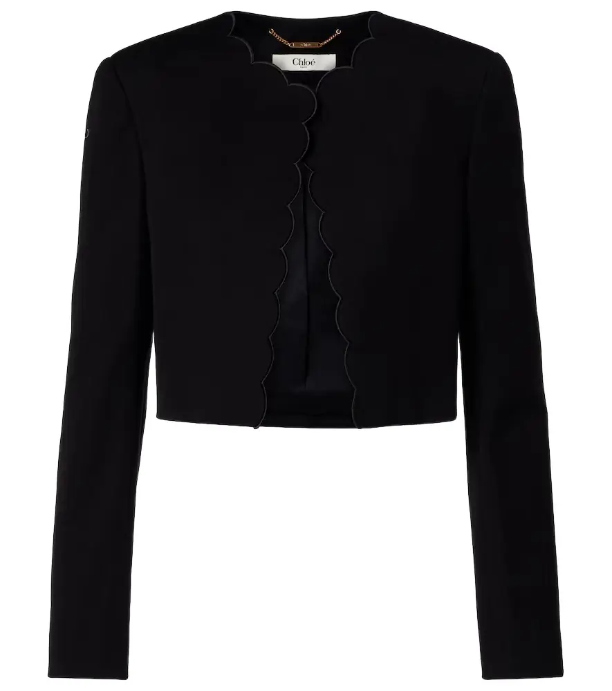 Chloe Chloé Scalloped cropped cotton velvet jacket