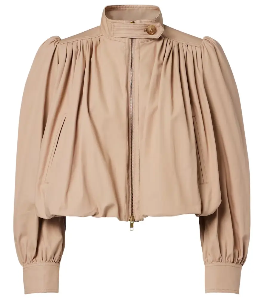 Chloe Chloé Gathered cropped cotton canvas jacket
