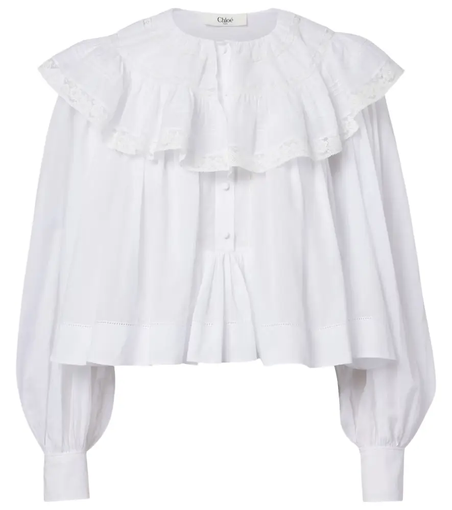 Chloé Lace-trimmed cotton voile blouse