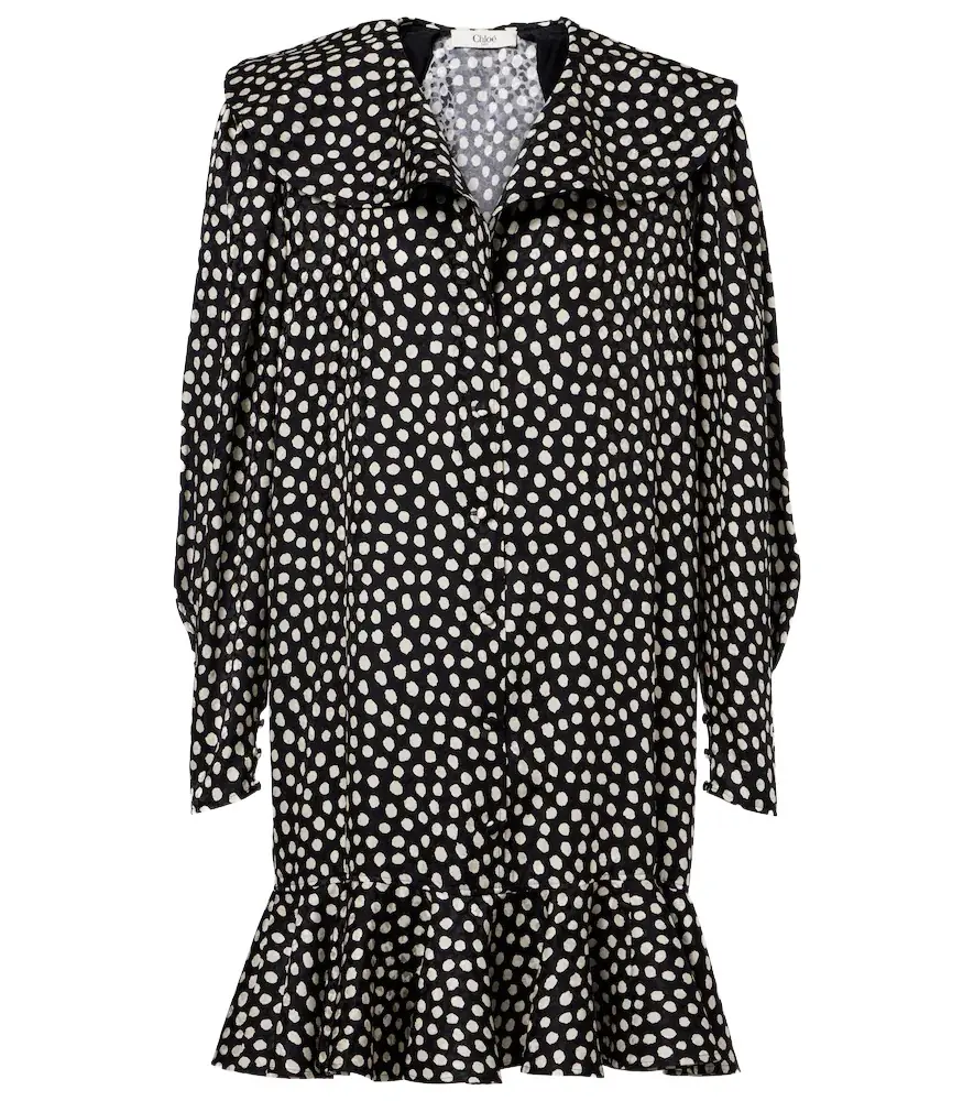 Chloe Chloé Polka-dot silk jacquard minidress
