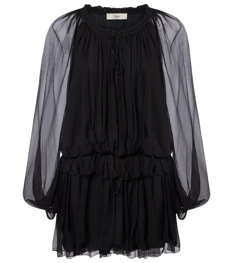 Chloe Chloé Ruffled draped silk minidress