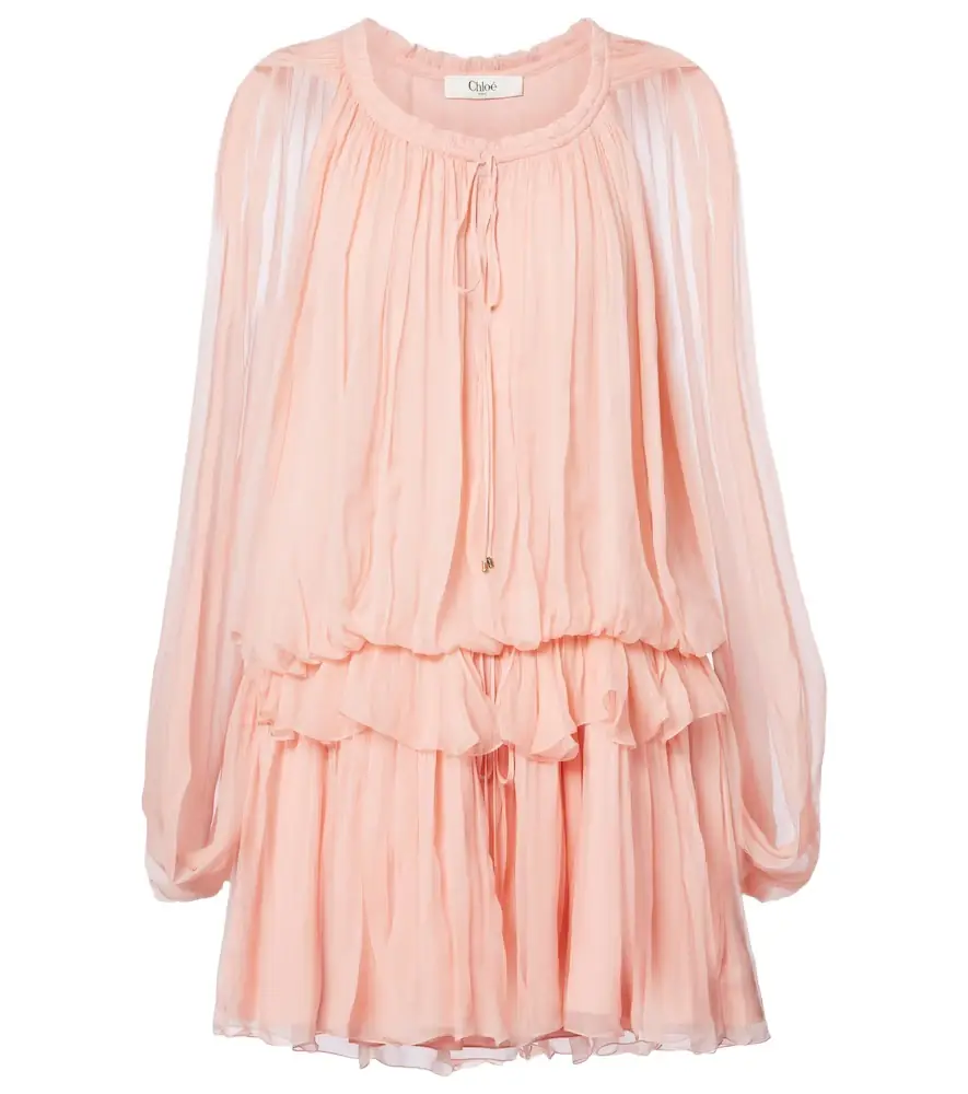 Chloe Chloé Caped ruffled silk muslin minidress