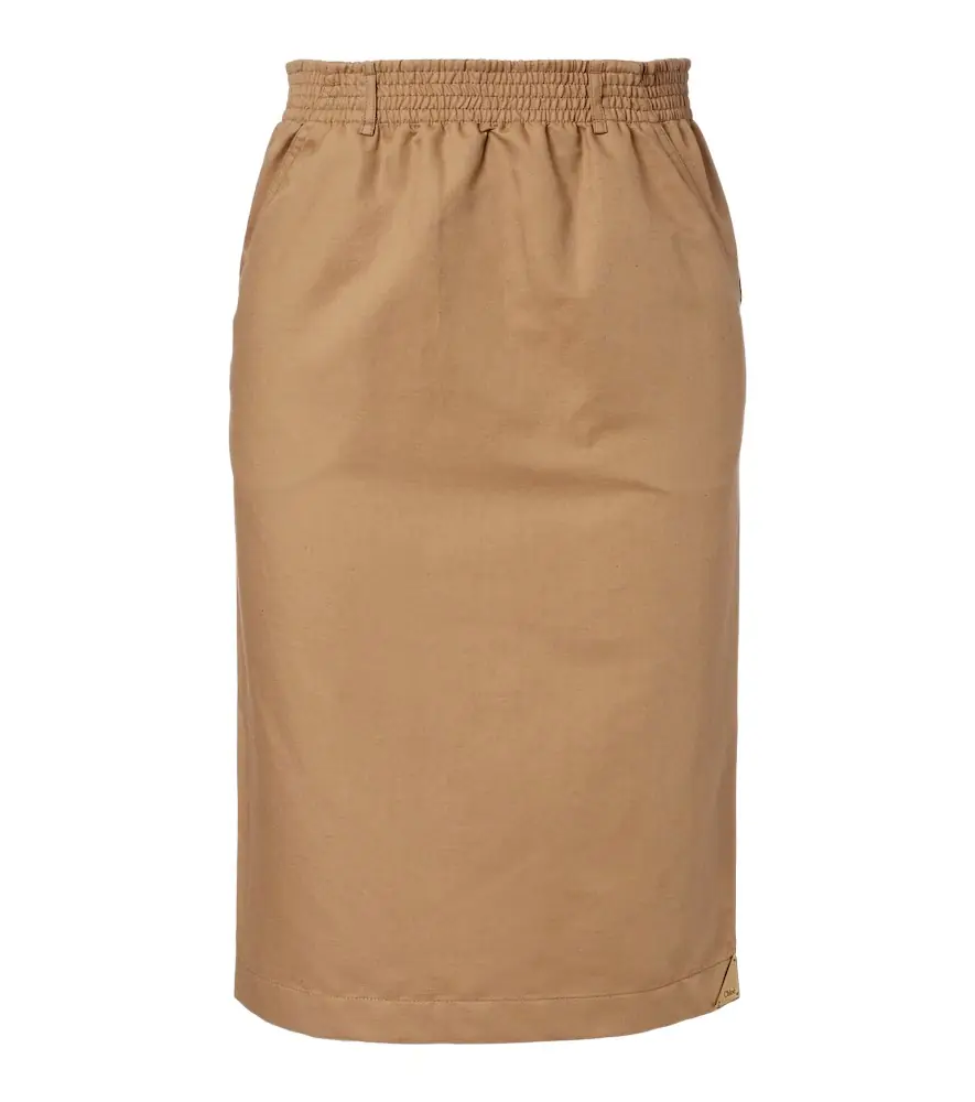 Chloe Chloé Cotton and linen gabardine pencil skirt