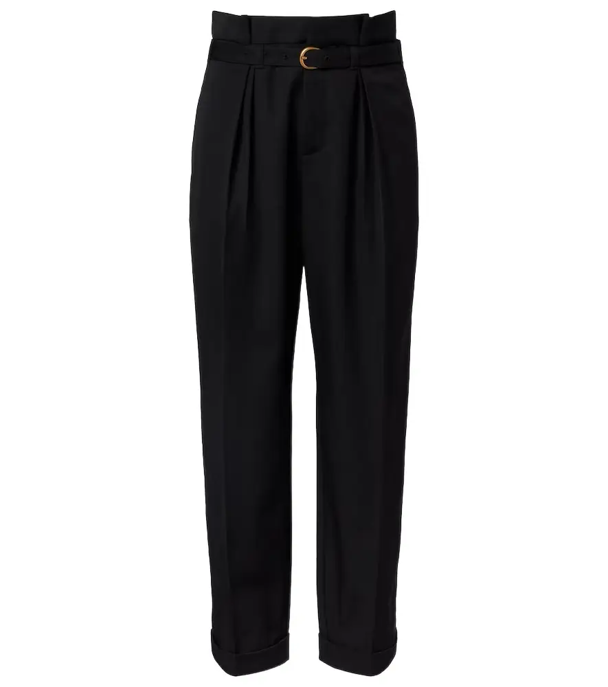 Chloe Chloé Belted pleated virgin wool tapered pants
