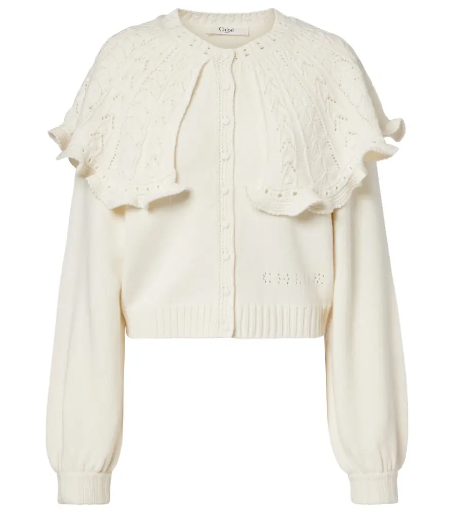 Chloe Chloé Ruffled wool and cashmere cardigan