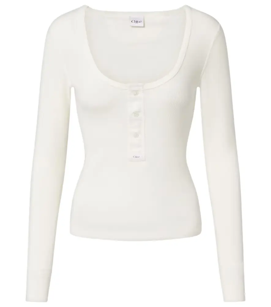 Chloe Chloé Cotton jersey Henley shirt