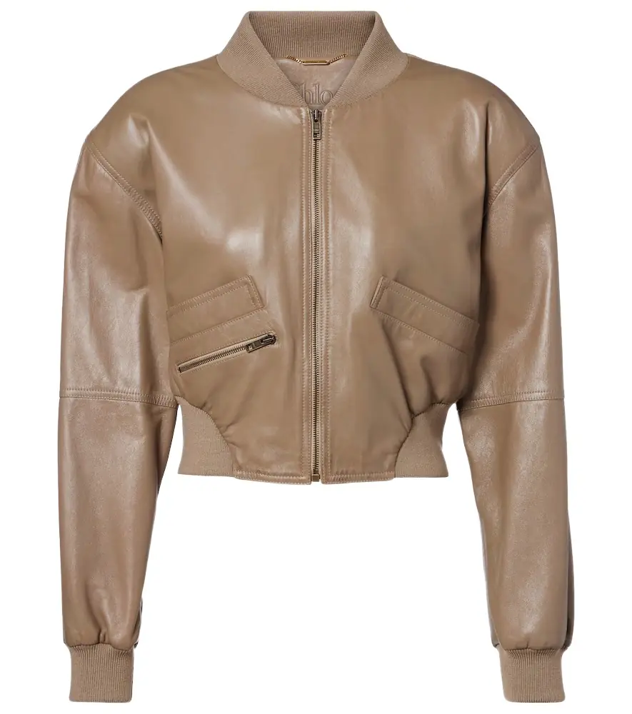 Chloe Chloé Cropped leather bomber jacket