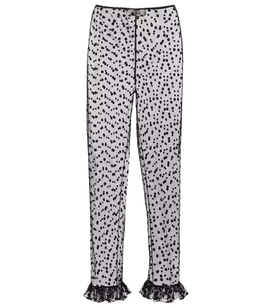 Chloe Chloé Polka-dot cotton-blend tulle straight pants