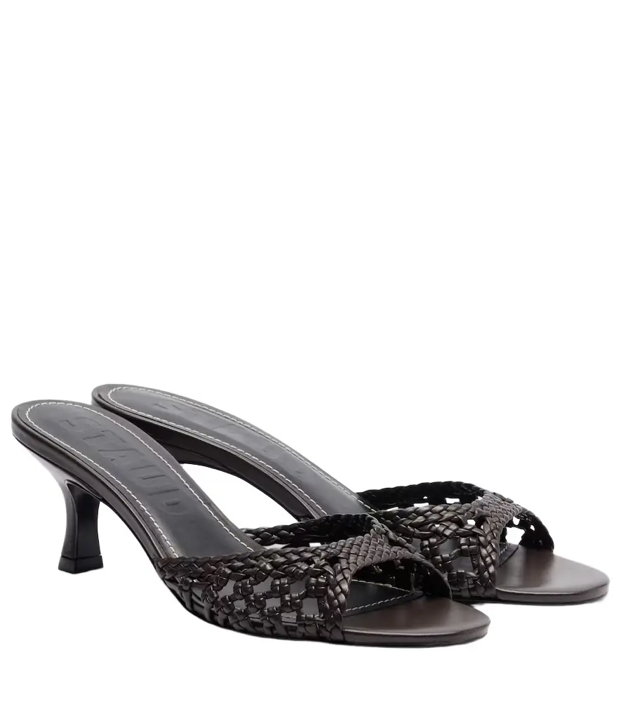 Staud Brigitte woven leather mules