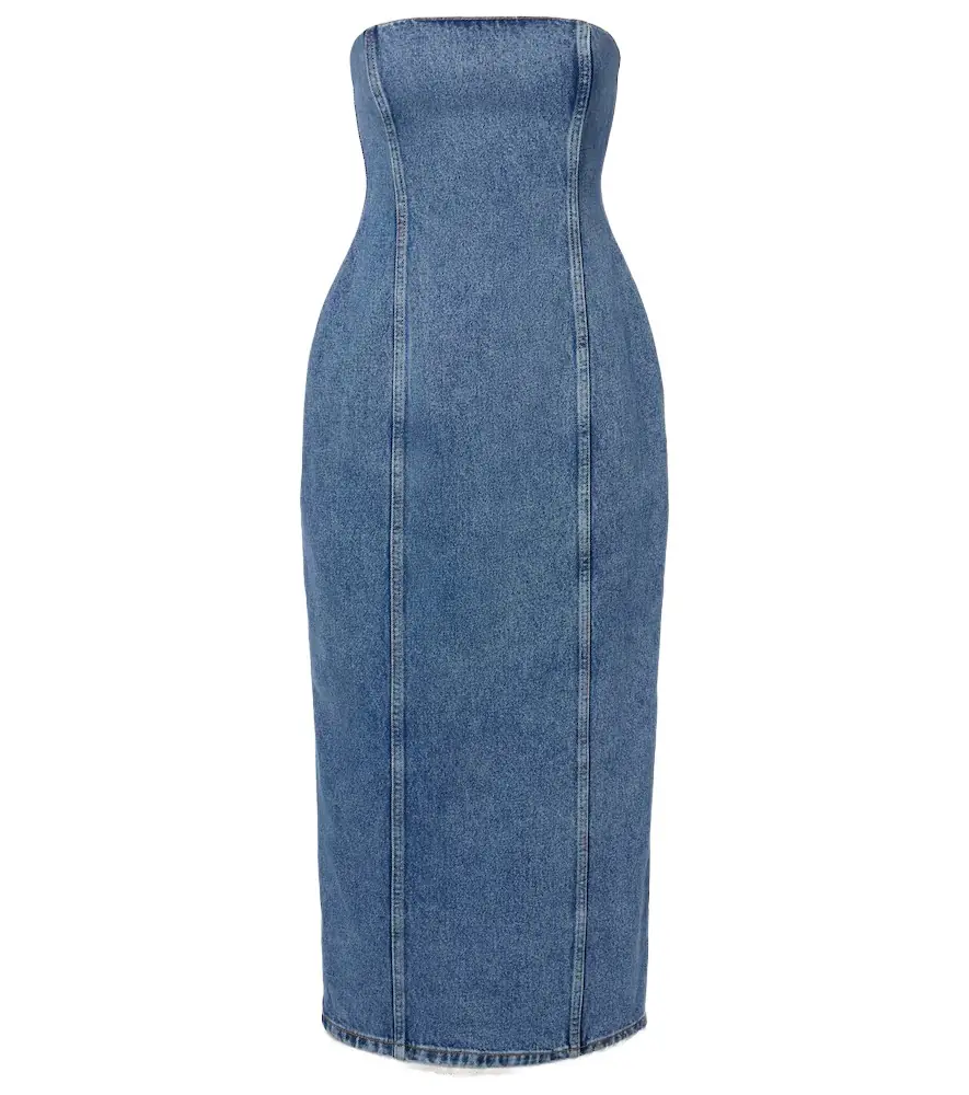 Magda Butrym Strapless denim bustier dress