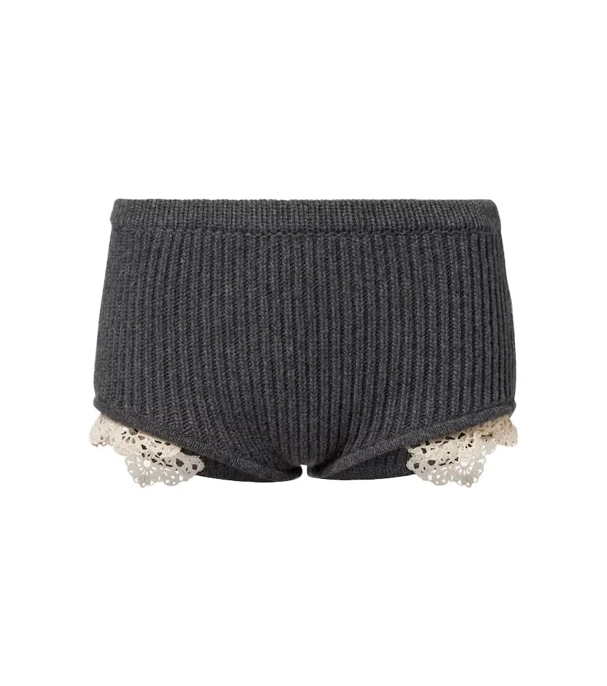 Magda Butrym Crochet-trimmed cashmere shorts