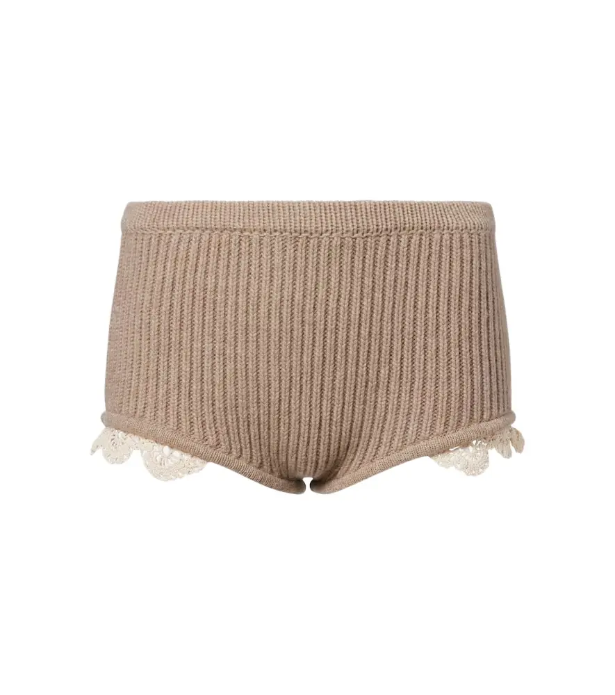 Magda Butrym Crochet-trimmed cashmere shorts