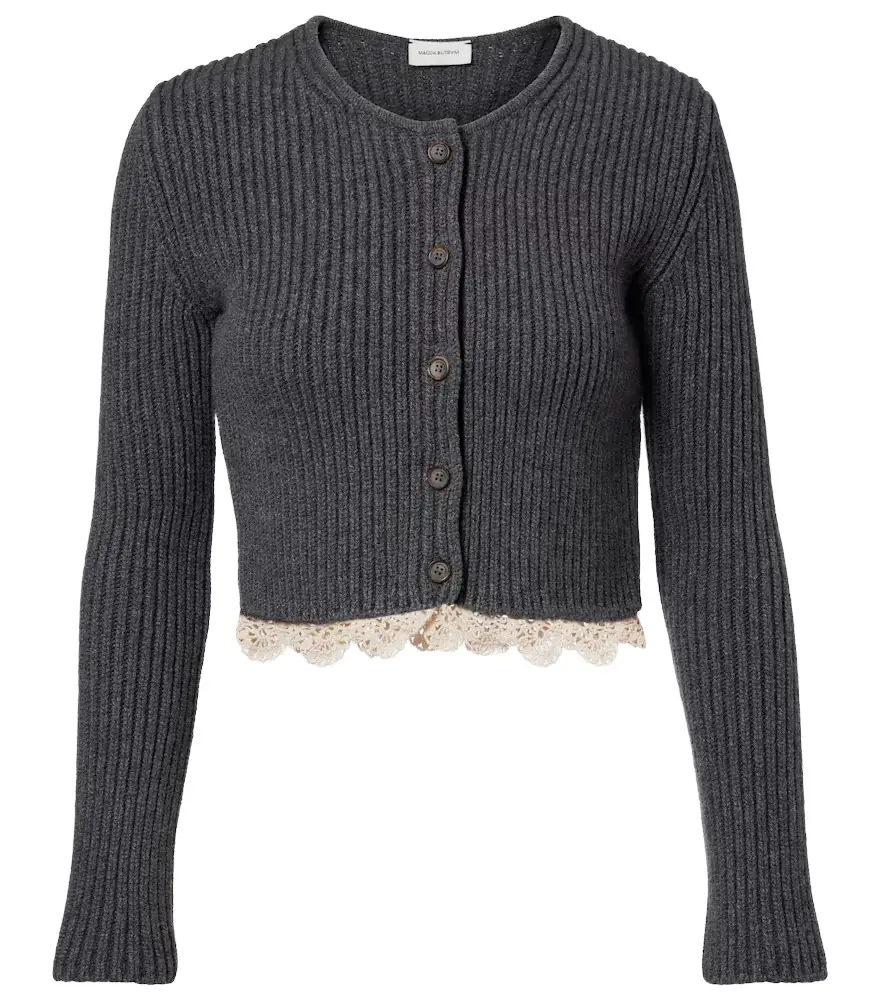 Magda Butrym Cropped crochet-trimmed cashmere cardigan