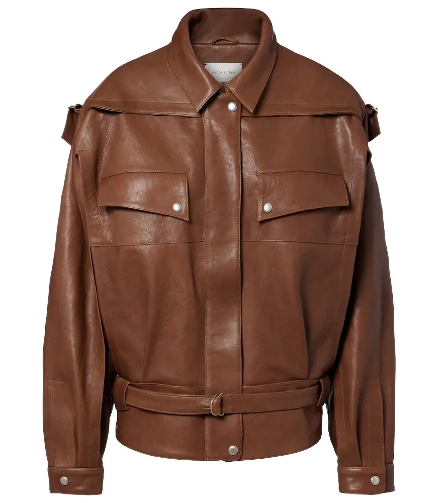 Magda Butrym Belted oversized leather jacket