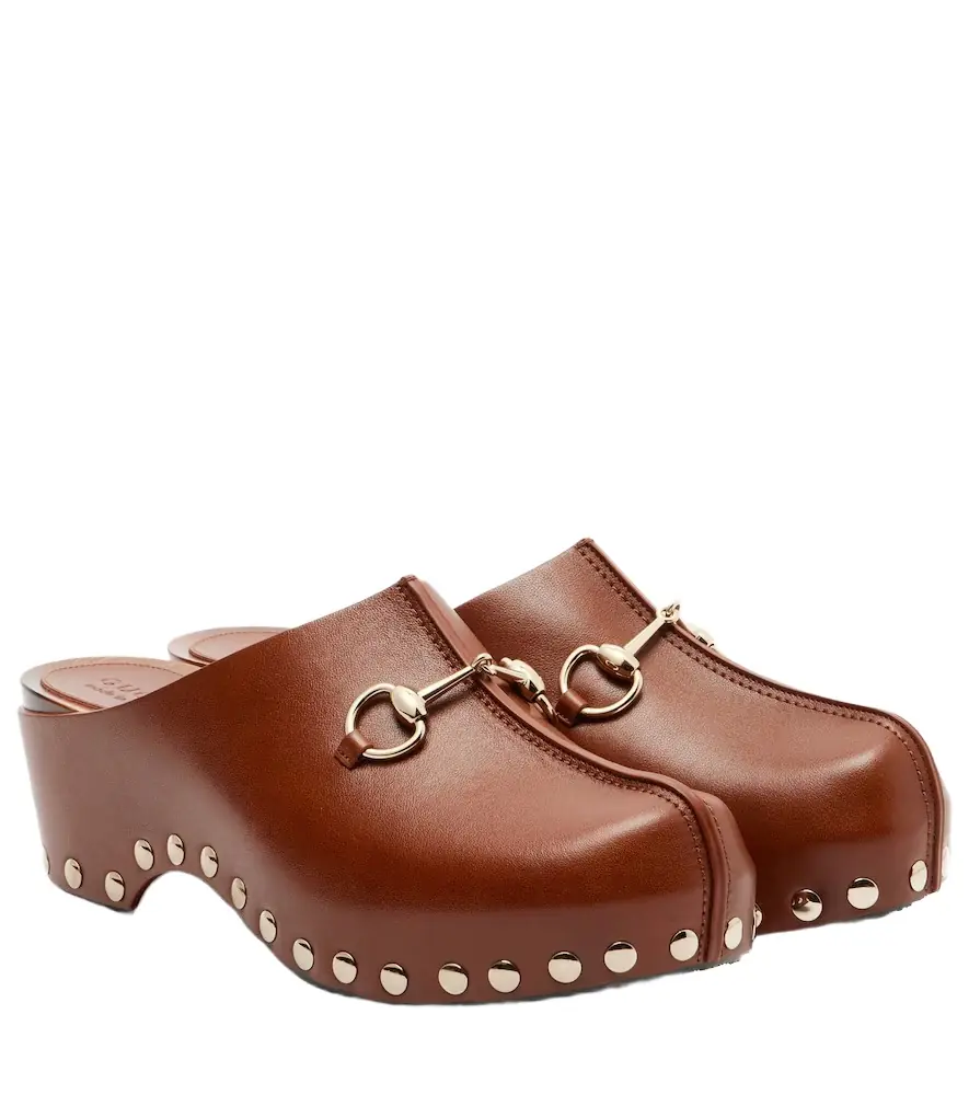 Gucci Horsebit studded leather platform clogs
