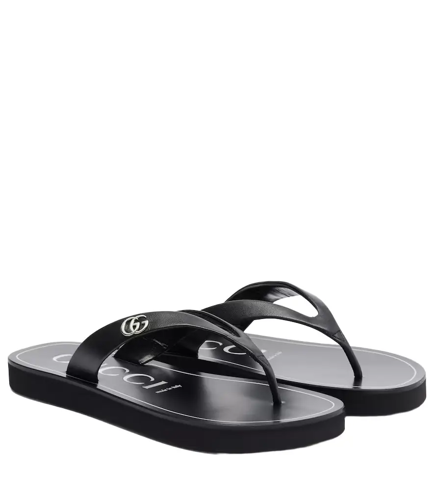 Gucci Double G leather thong sandals