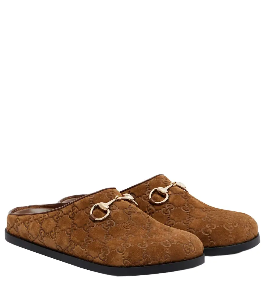 Gucci GG Horsebit suede mules
