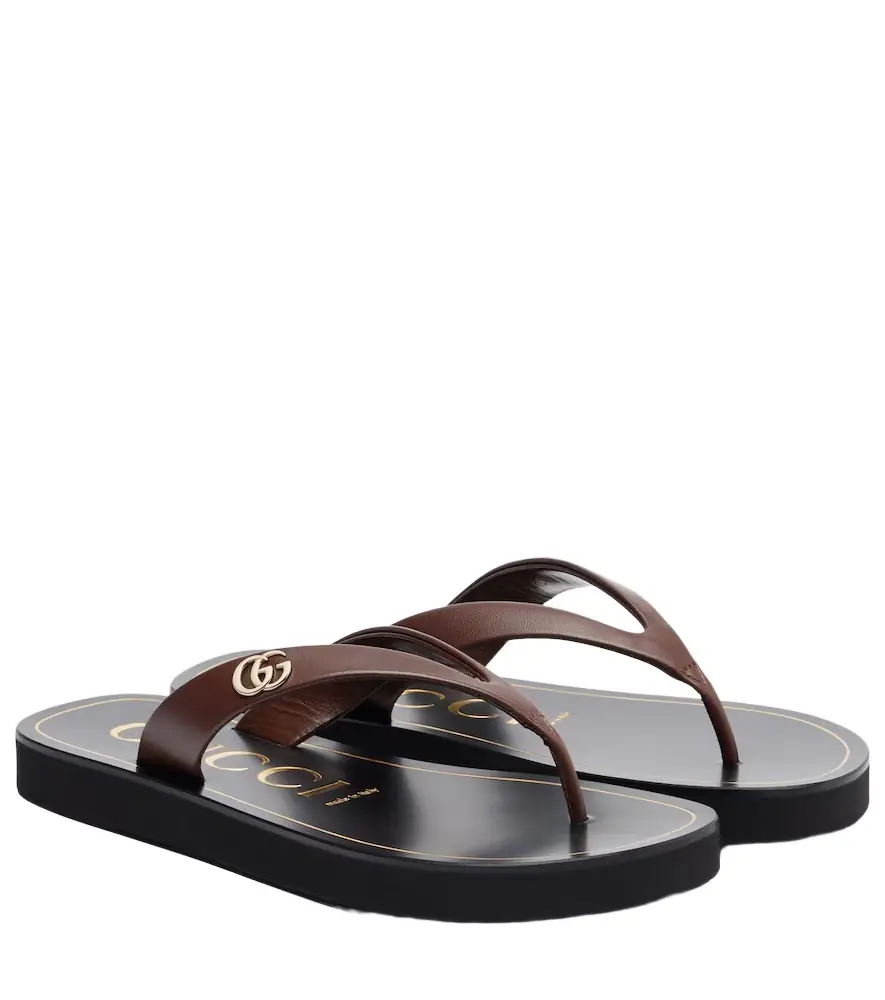 Gucci Double G leather thong sandals