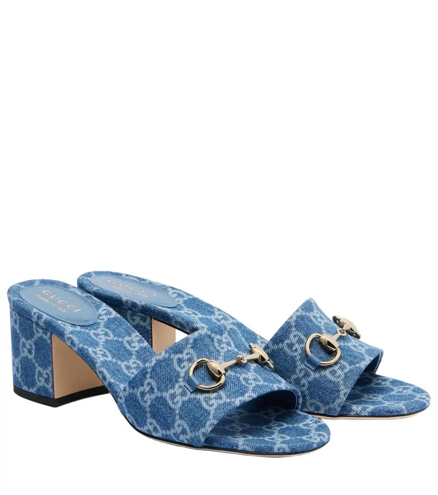 Gucci Horsebit GG denim sandals