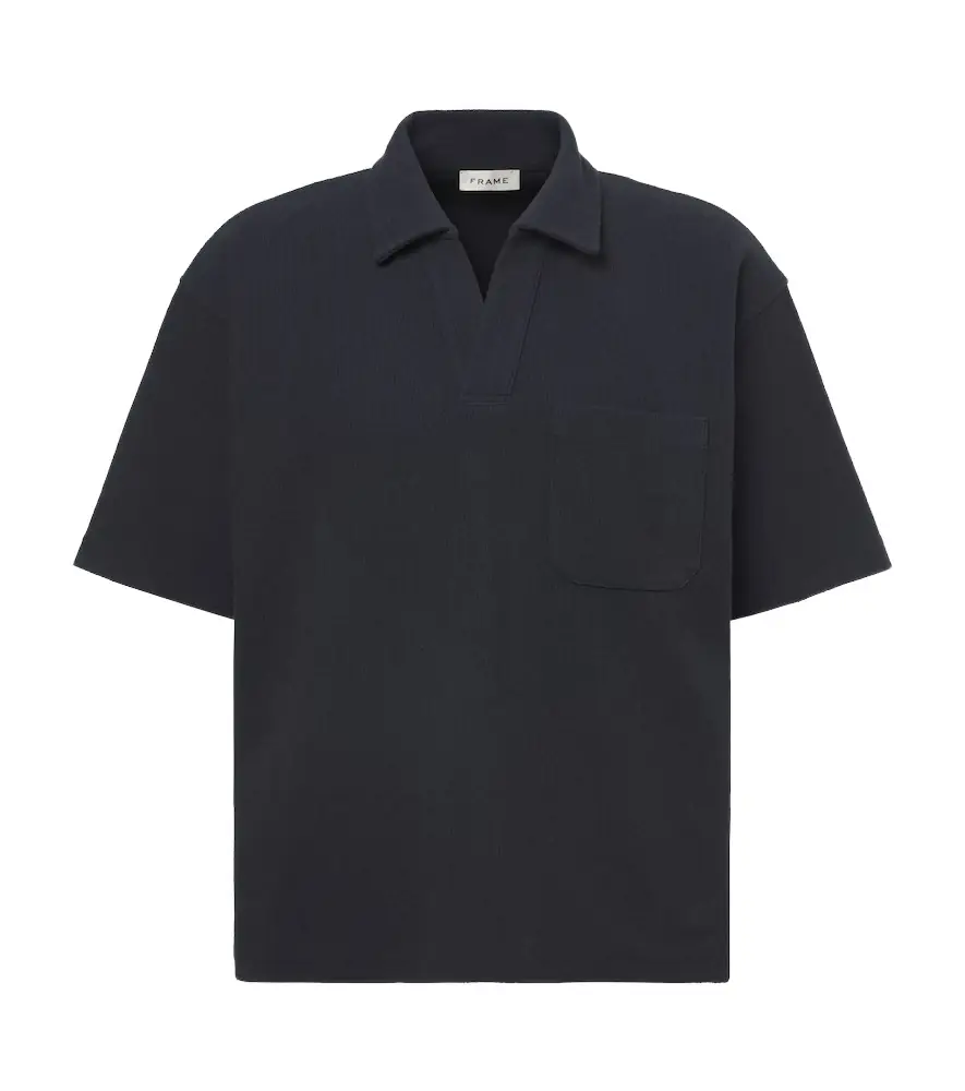 Frame Textured cotton-blend polo shirt