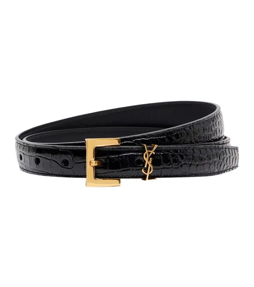 Saint Laurent Cassandre croc-effect leather belt